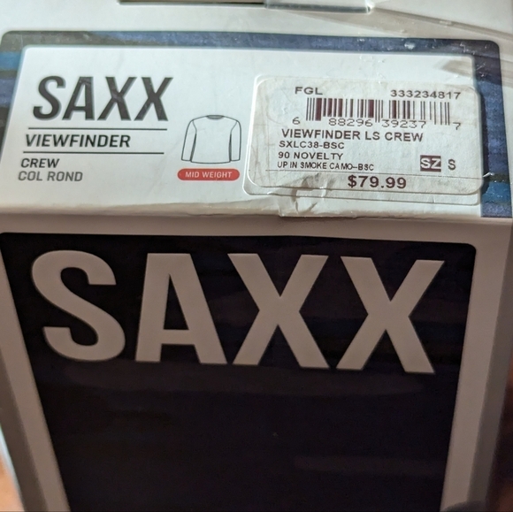 SAXX Blue Camo Crew-Neck Merino wool Baselayer Slim Fit Long Sleeve Top Size: S - Picture 10 of 15